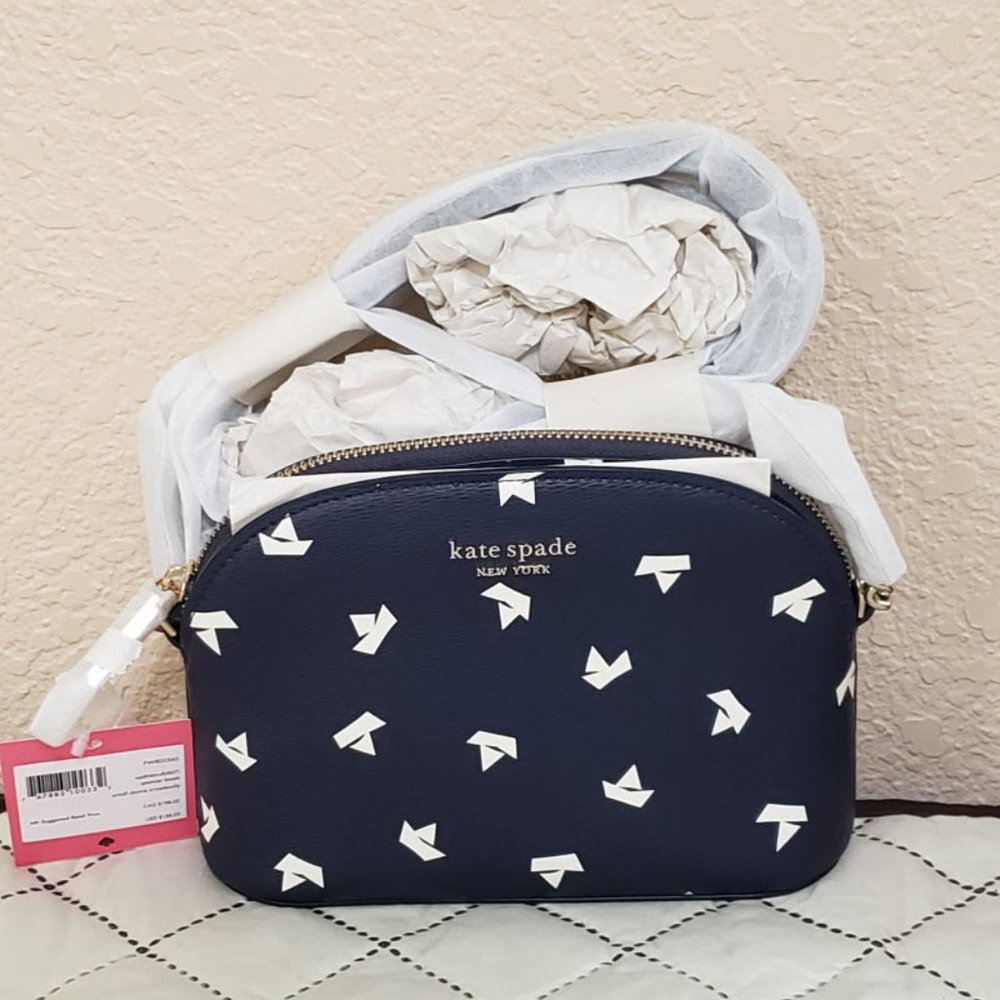 Kate Spade Spencer paper boats Small Dome Crossbody Leather Bag